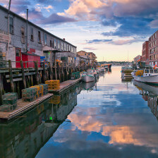 Bateaux de pêche amarrés à Portland, Maine