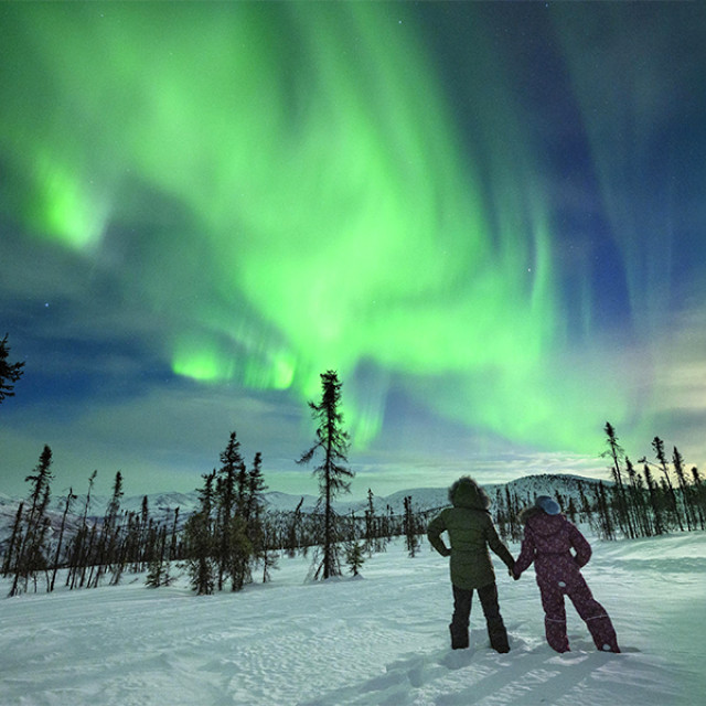 Observation des aurores boréales au-dessus de Fairbanks, Alaska